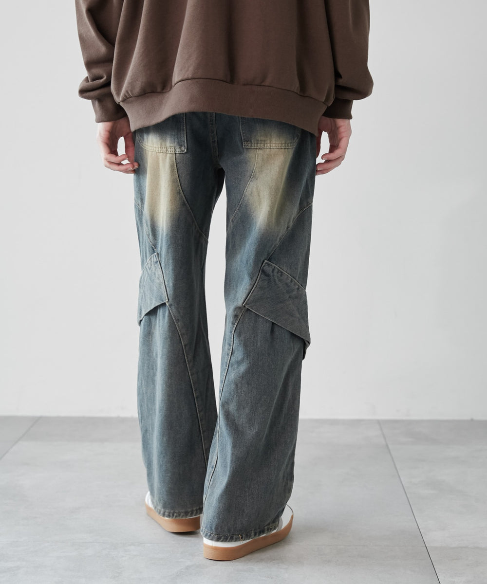 デニム淡加工 モデル：180cm L着用