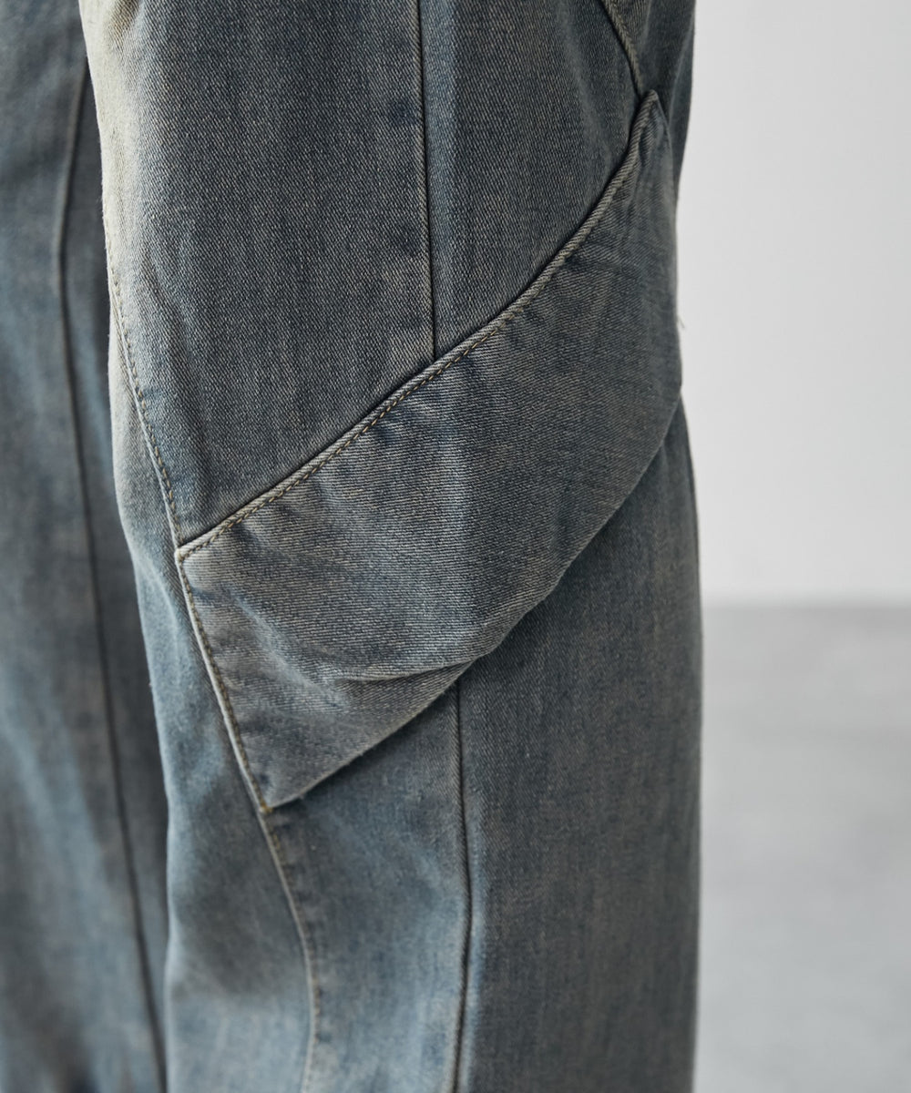 ウォッシュデニムカーゴパンツ