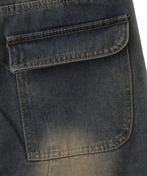 ウォッシュデニムカーゴパンツ