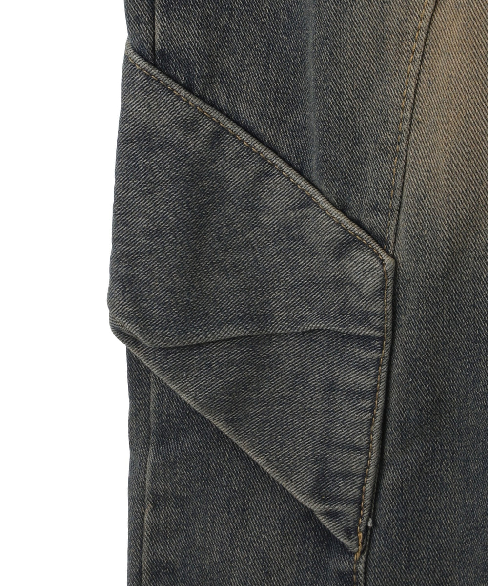 ウォッシュデニムカーゴパンツ