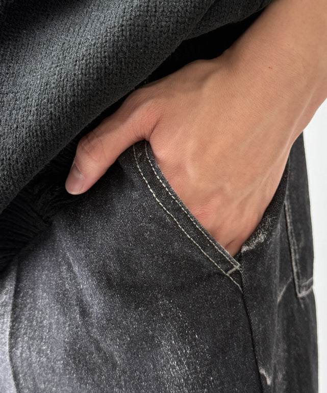 メタリックプリントデニムパンツ