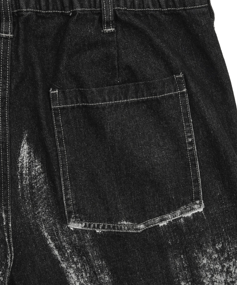 メタリックプリントデニムパンツ