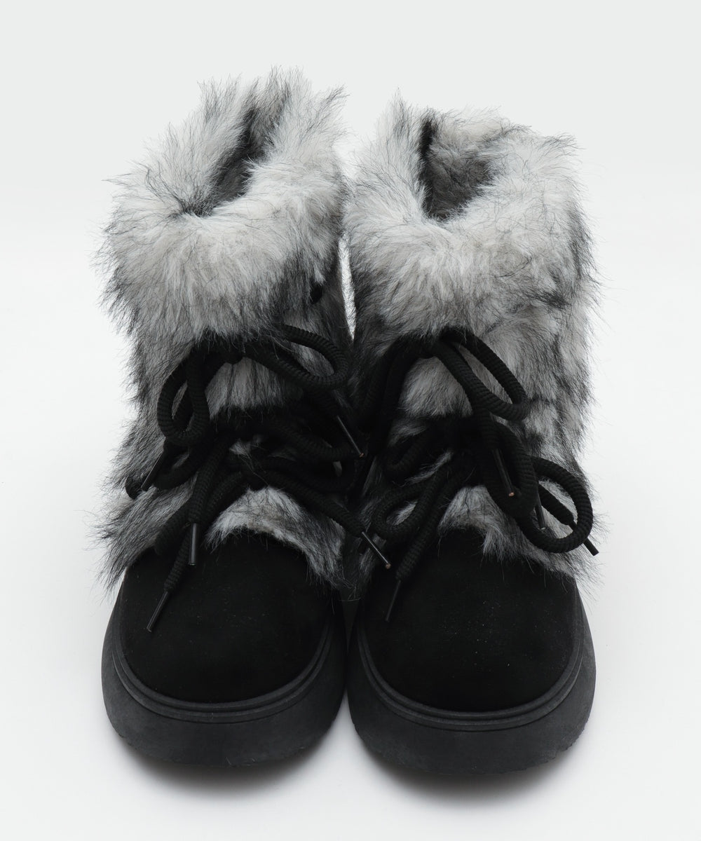 ボリュームファーレースアップFムートンブーツ