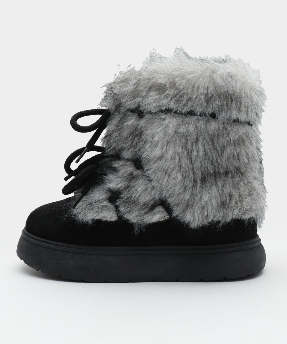 ボリュームファーレースアップFムートンブーツ