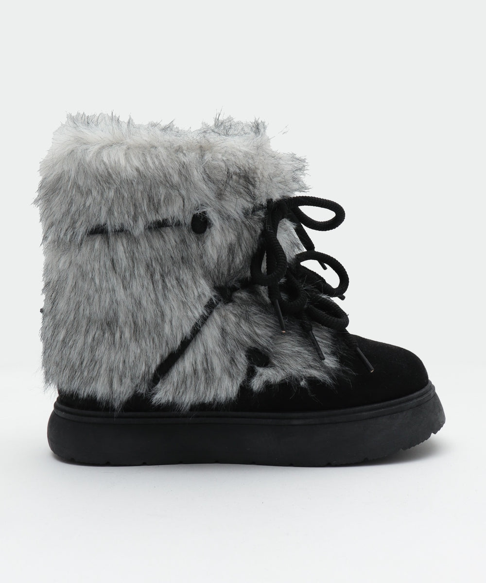 ボリュームファーレースアップFムートンブーツ