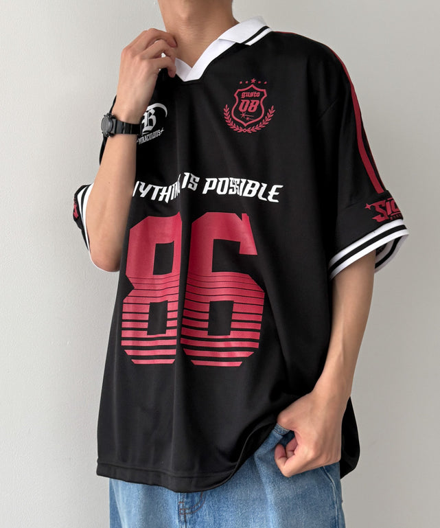 ナンバリングサッカーT（SS）/ブラック モデル：175cm L着用