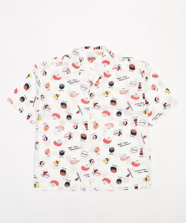 寿司柄シルクタッチシャツ（SS）/ホワイト