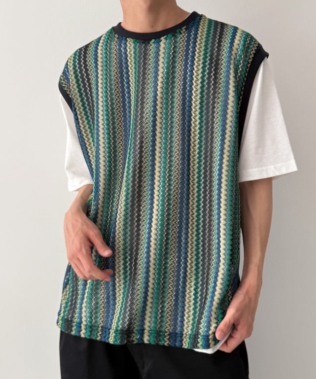 アンサンブルメッシュベスト/柄1 モデル：175cm L着用