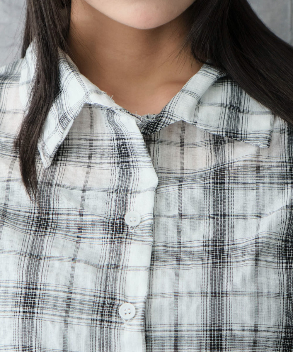 サイドドロストチェックシャツ