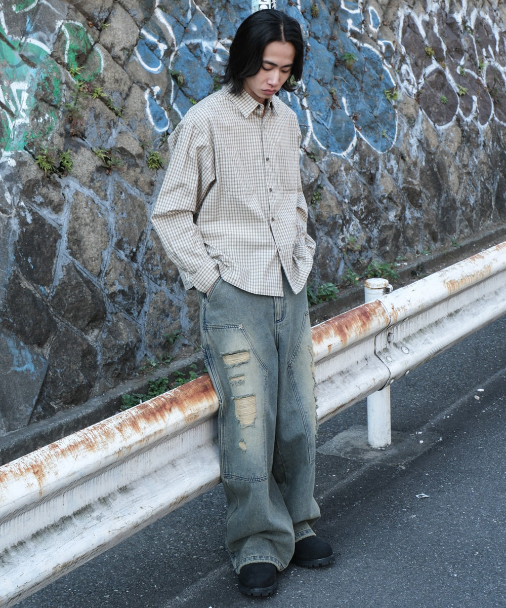 ベージュチェック モデル：175cm L着用