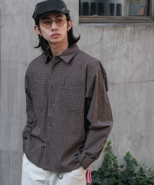 ブラウンチェック モデル：175cm L着用