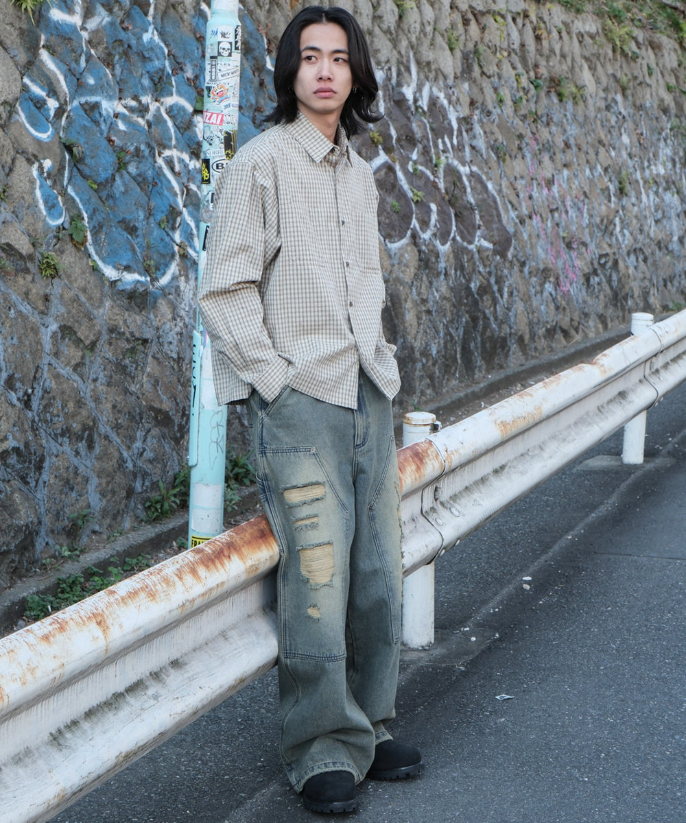 ベージュチェック モデル：175cm L着用