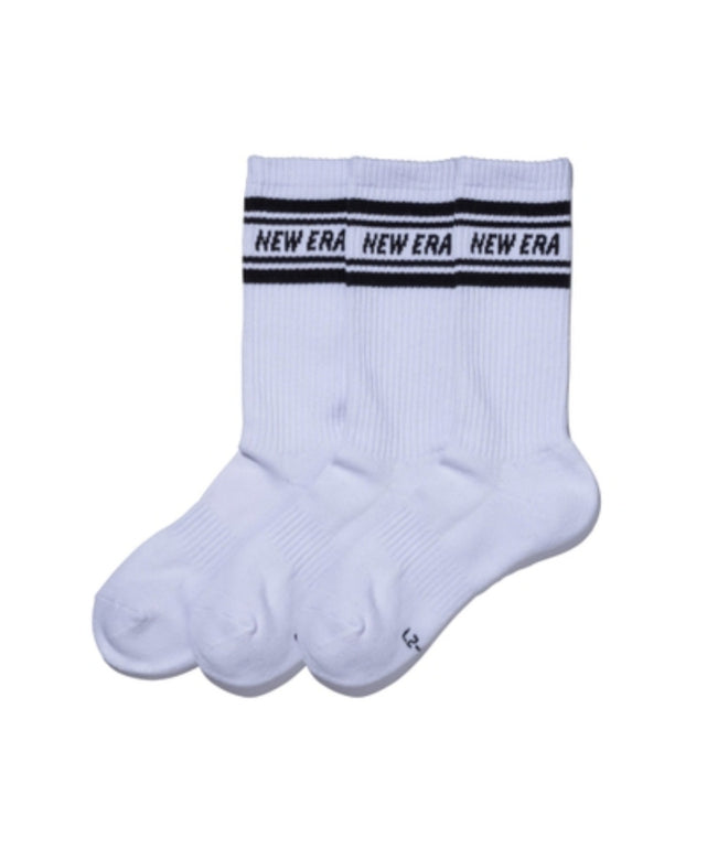 NEWERA SOCKS CREW 3PAIRS LINE(25-27cm)/ホワイト