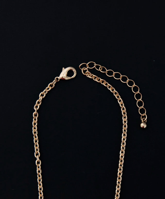 Mラインストーンダブルモチーフネックレス