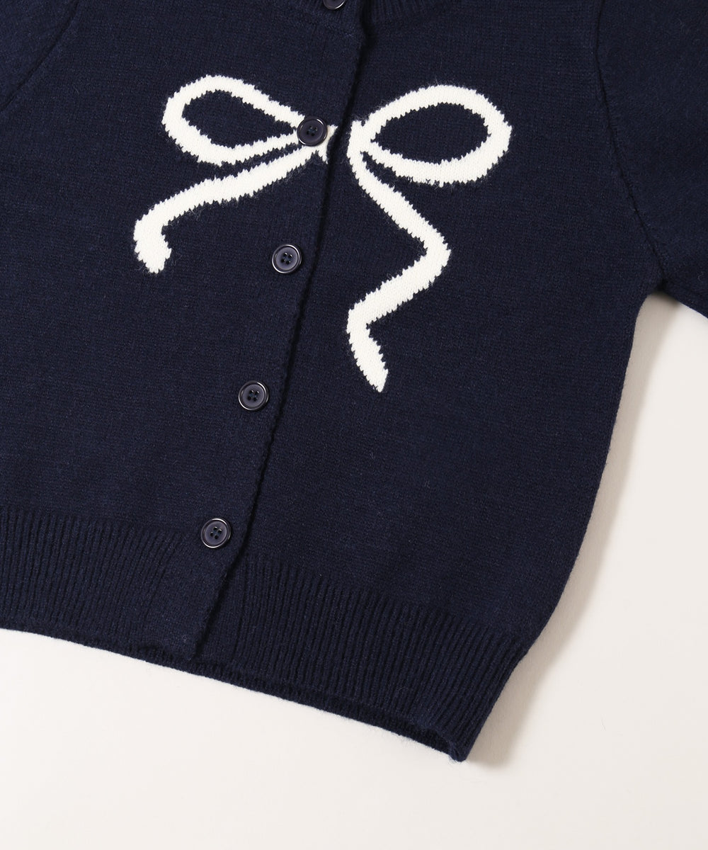 リボンジャガードカーディガン