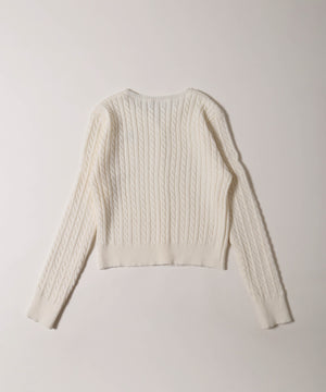 ワンポイントケーブルカーディガン