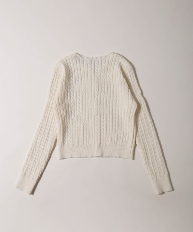 ワンポイントケーブルカーディガン