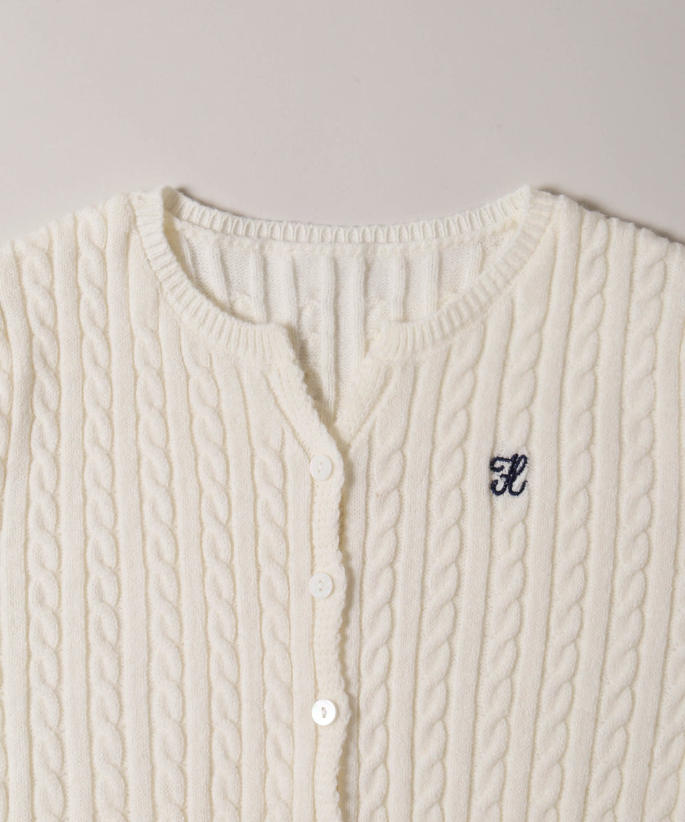 ワンポイントケーブルカーディガン