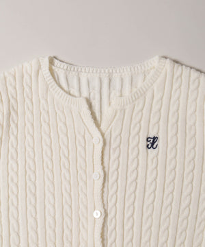 ワンポイントケーブルカーディガン