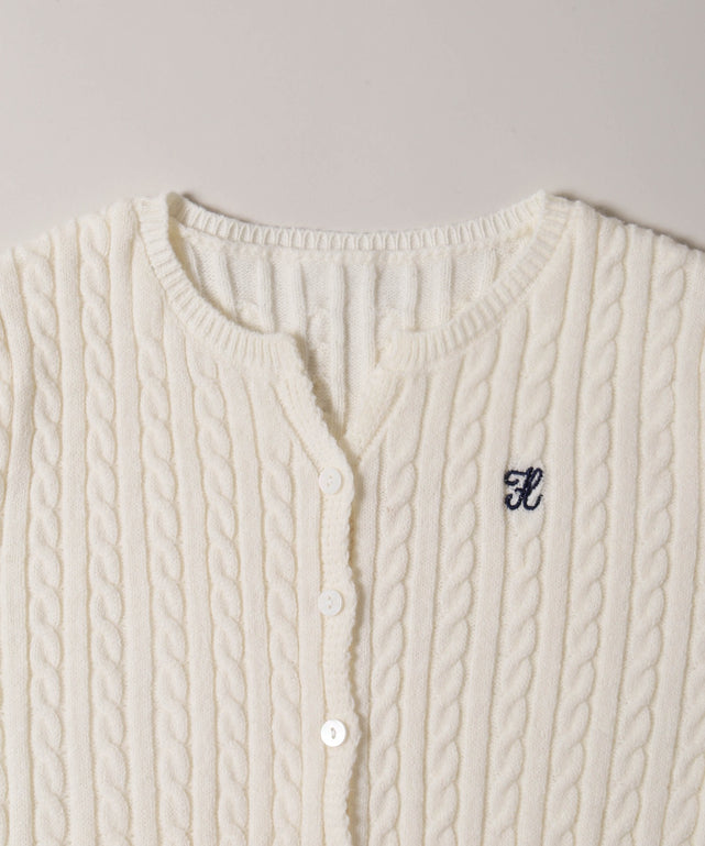 ワンポイントケーブルカーディガン