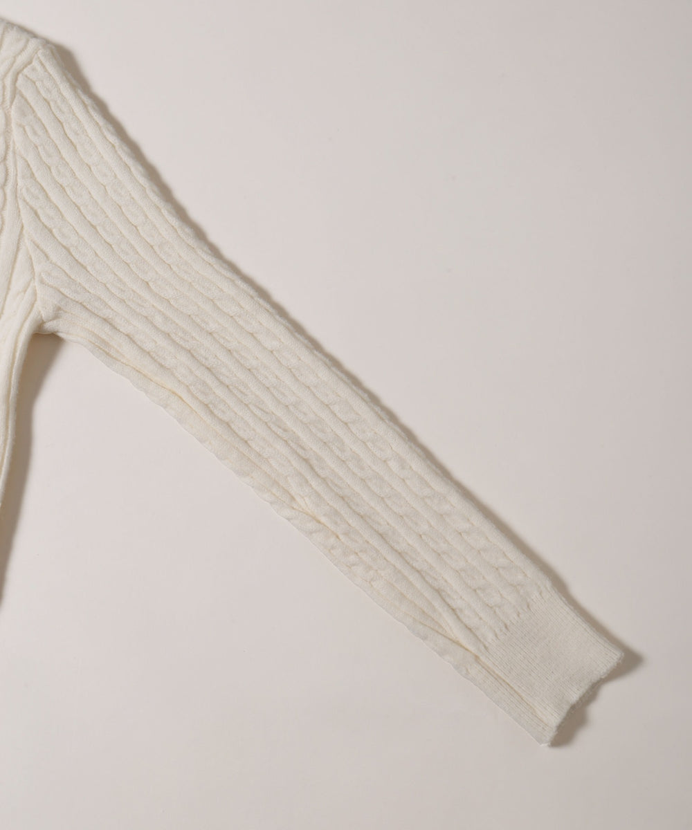 ワンポイントケーブルカーディガン