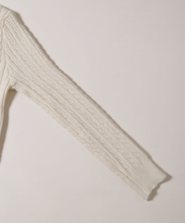 ワンポイントケーブルカーディガン