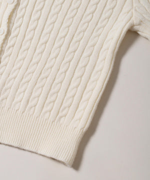 ワンポイントケーブルカーディガン