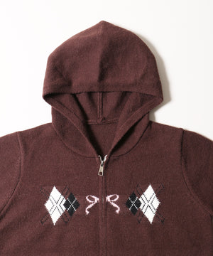 アーガイルデザインニットパーカー