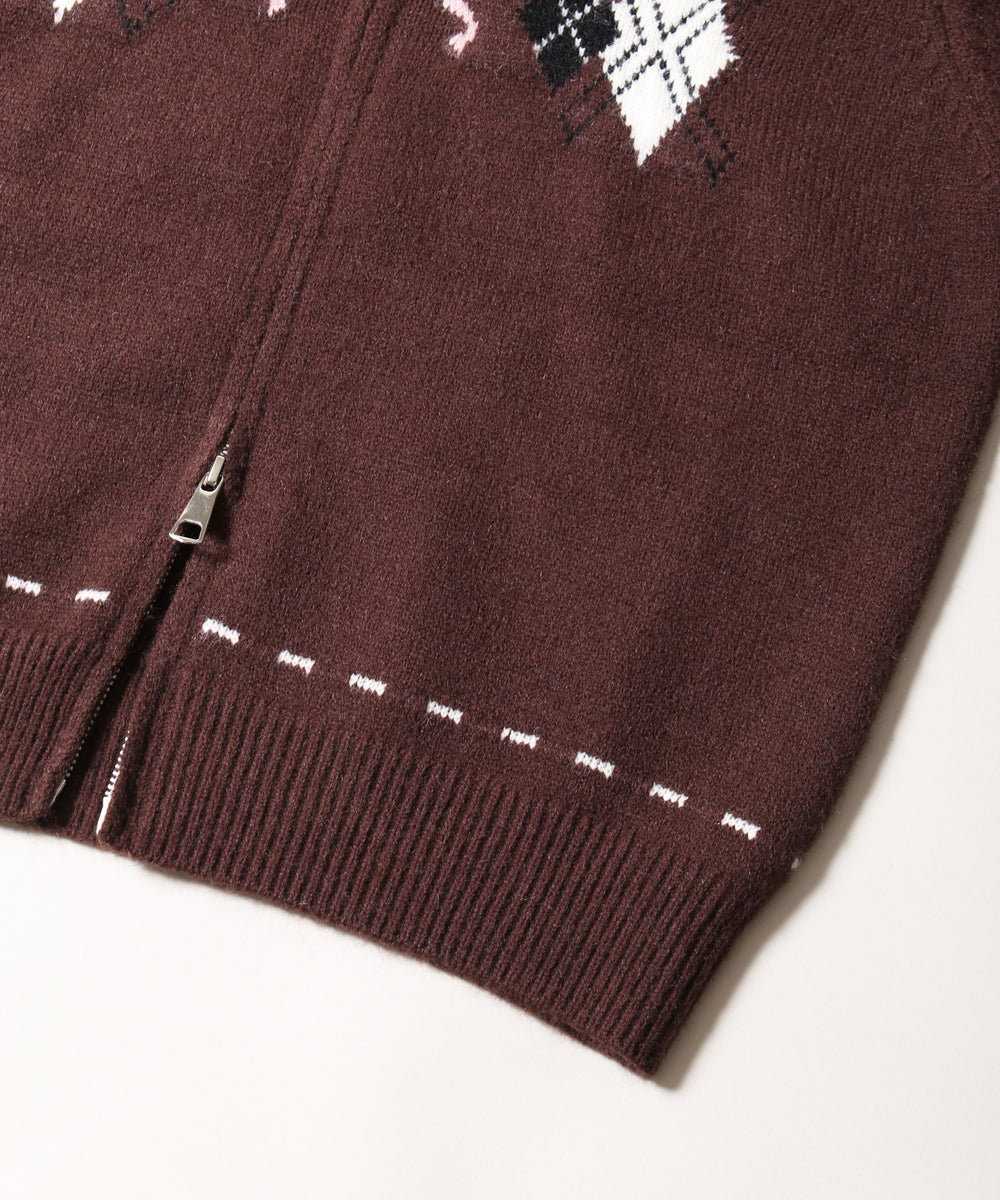 アーガイルデザインニットパーカー