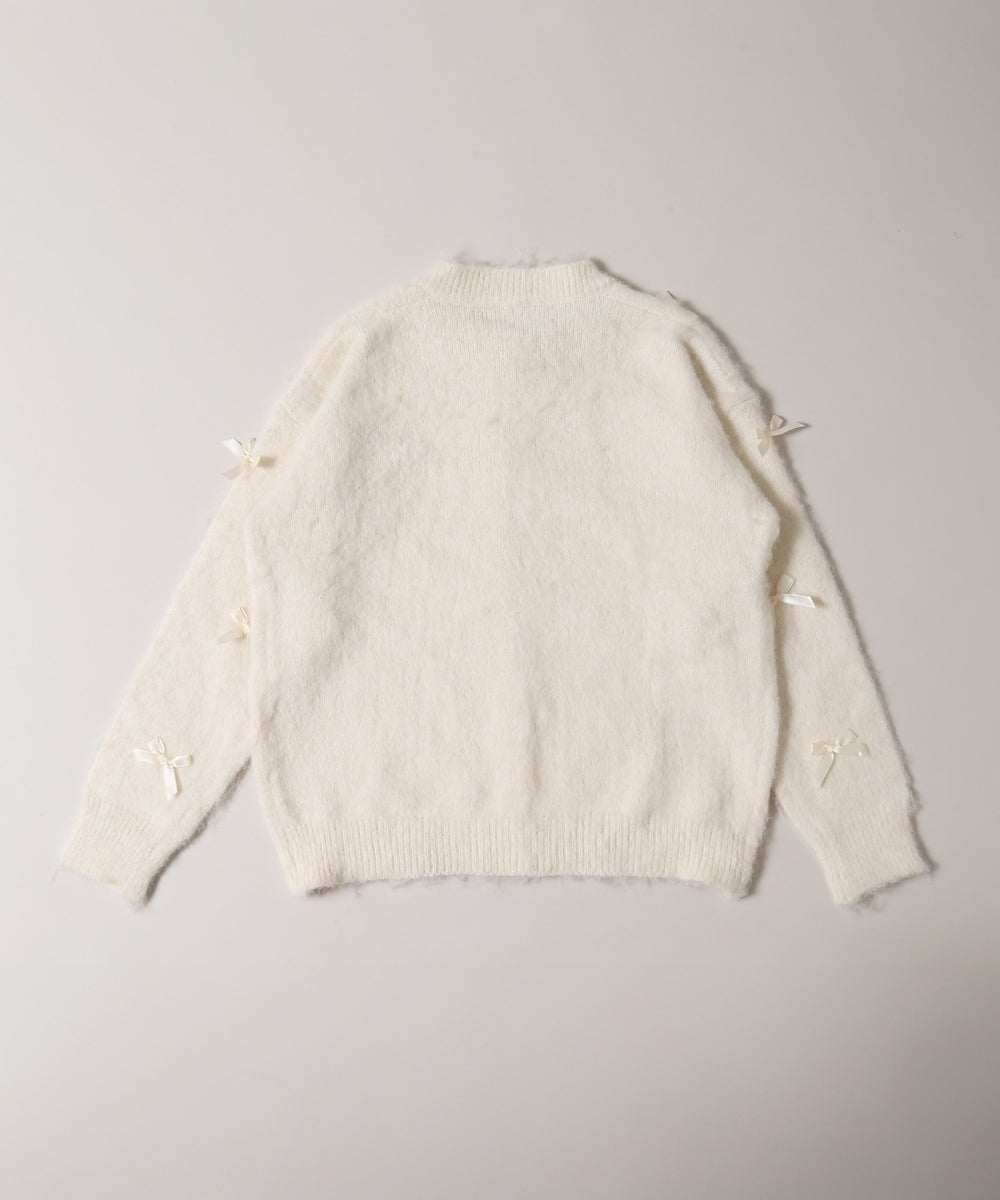 モヘアタッチリボンニット