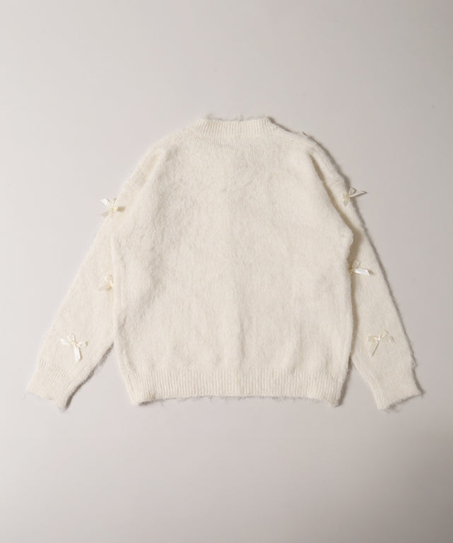 モヘアタッチリボンニット