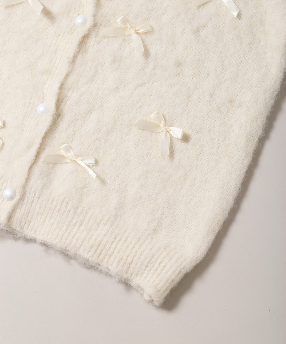 モヘアタッチリボンニット