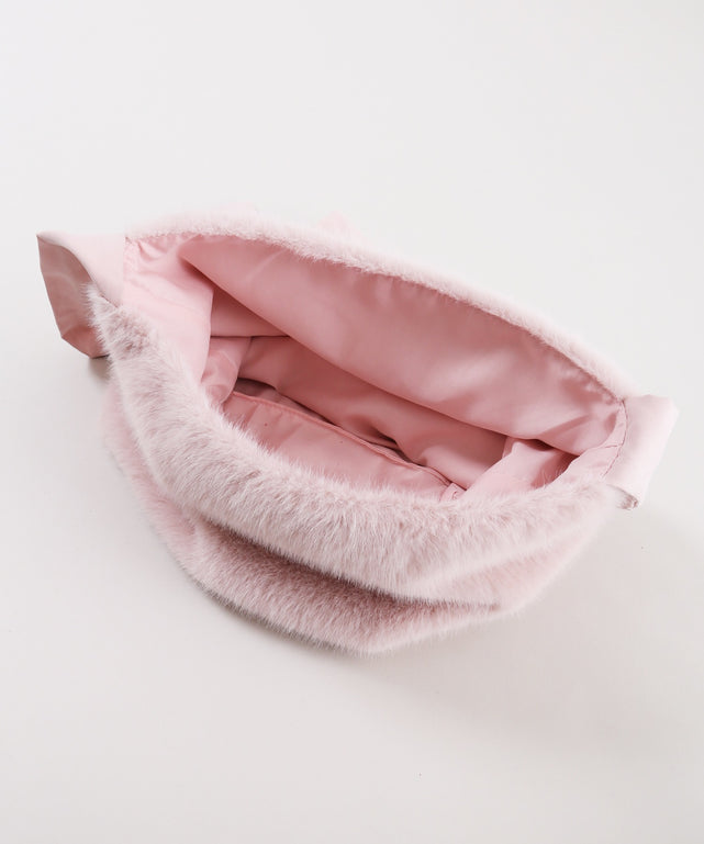 リボンショルダーファーバッグ