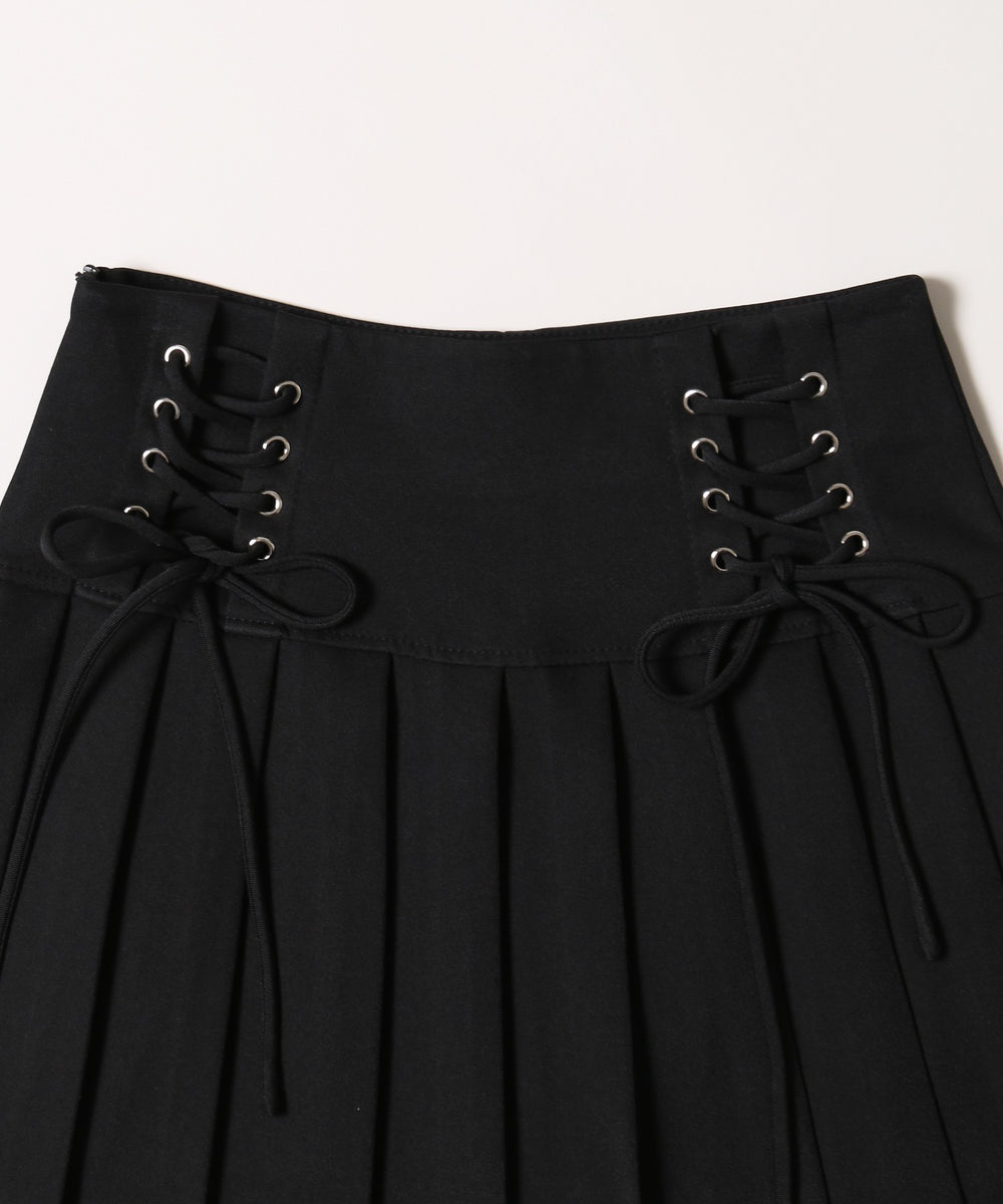 ダブルレースアッププリーツスカート