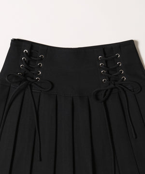 ダブルレースアッププリーツスカート