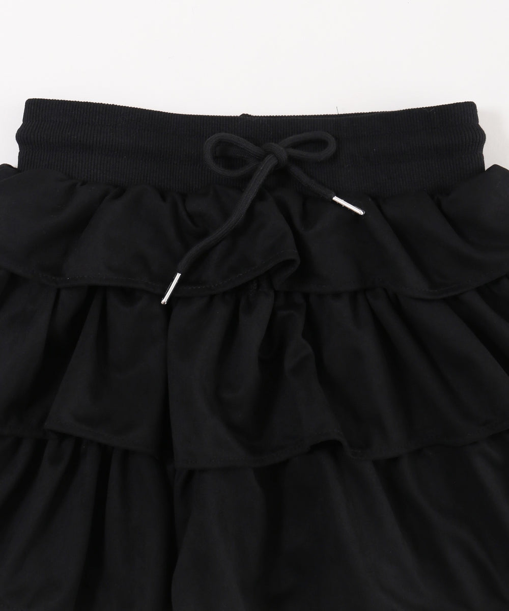 スウェードタッチ3段ティアードスカート