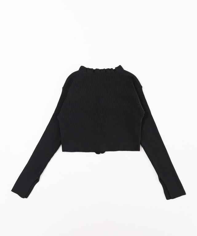 フリルリボンニットカーディガン