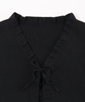 フリルリボンニットカーディガン