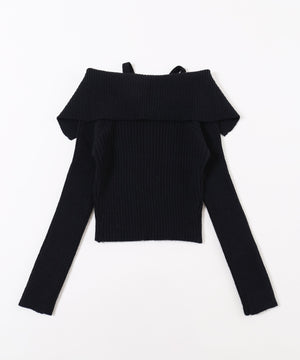 ストラップデザインオフショルニット