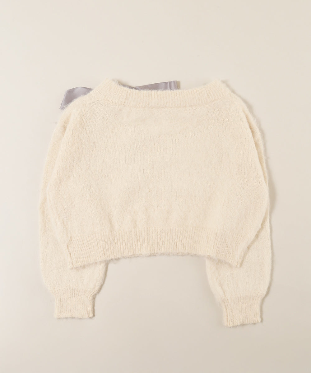 リボンワンショルニット