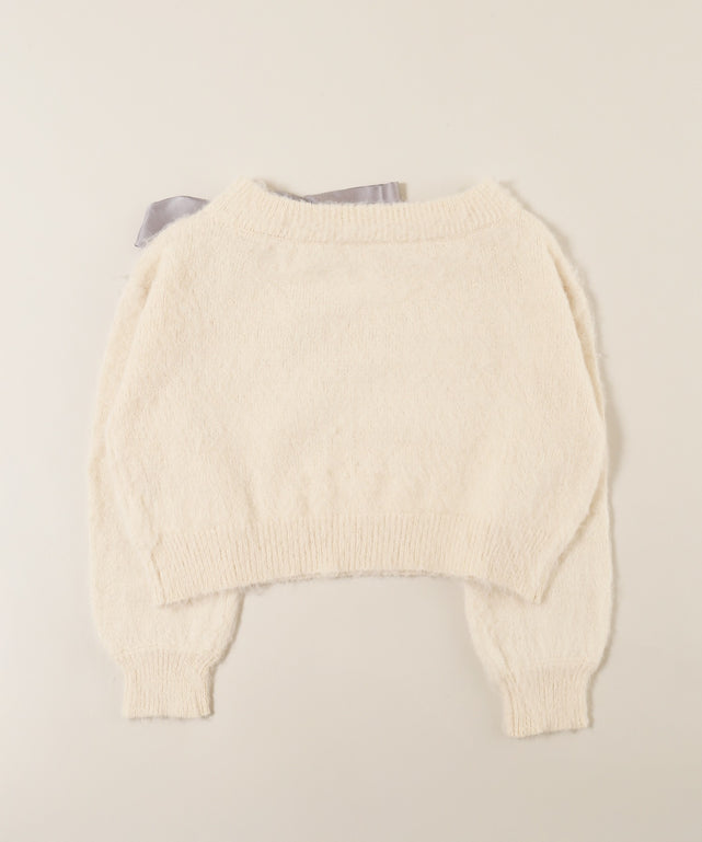 リボンワンショルニット