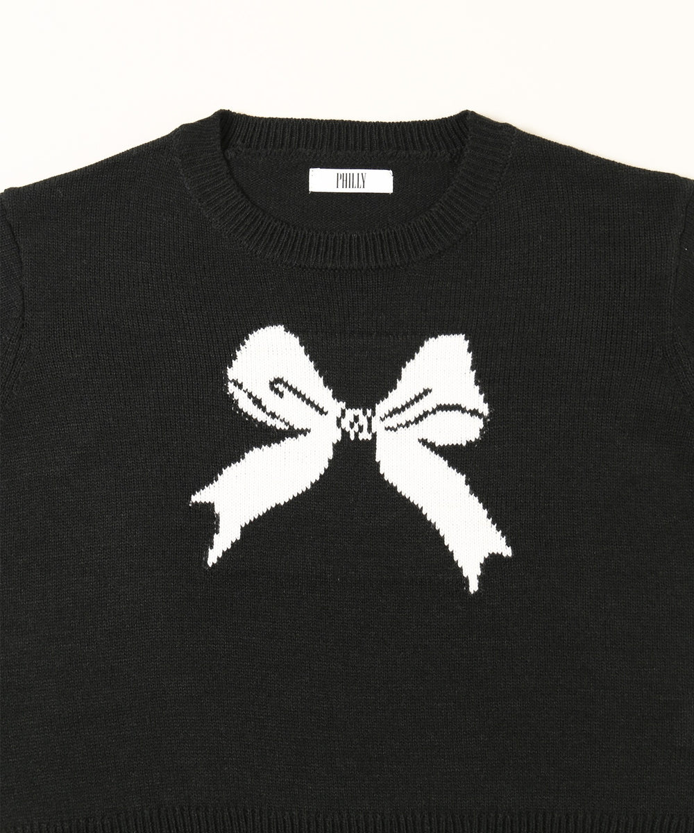 リボンジャガードコンパクトニット