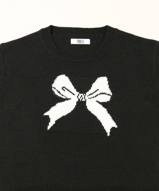 リボンジャガードコンパクトニット