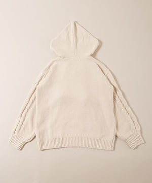 ビッグフードポンポンニットパーカー