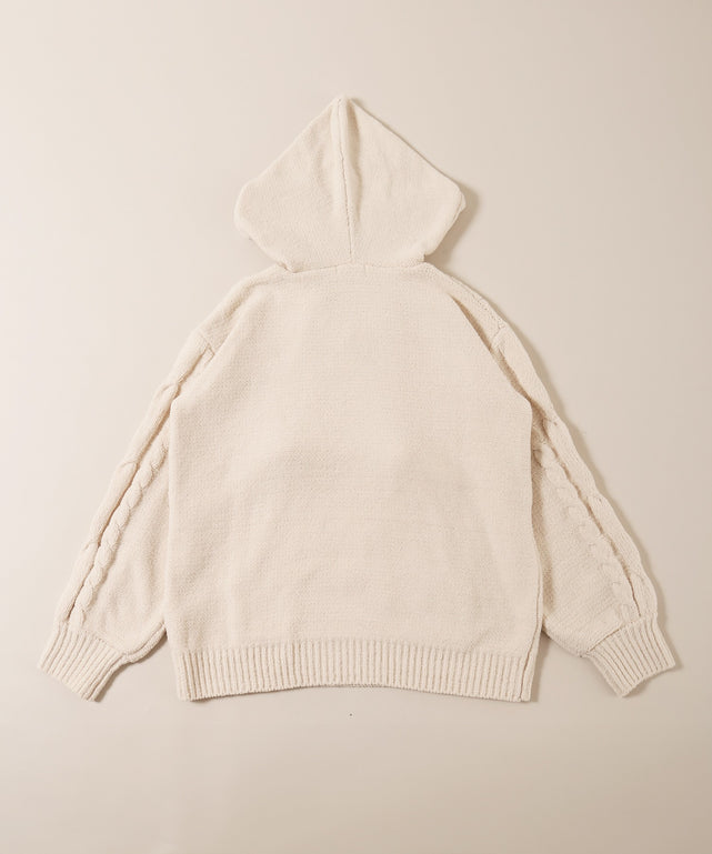 ビッグフードポンポンニットパーカー