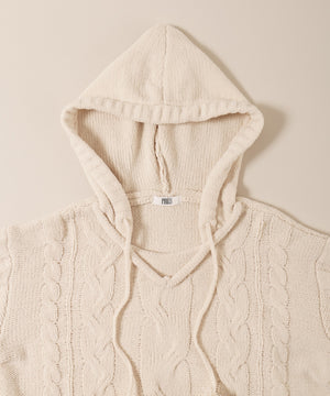 ビッグフードポンポンニットパーカー