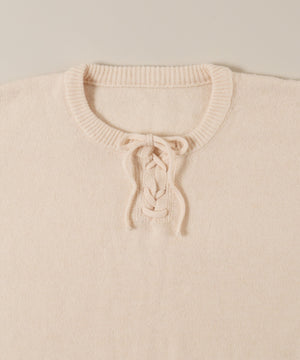 レースアップルーズニット