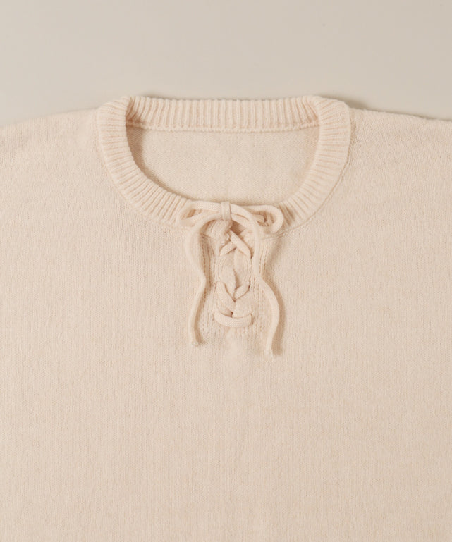 レースアップルーズニット