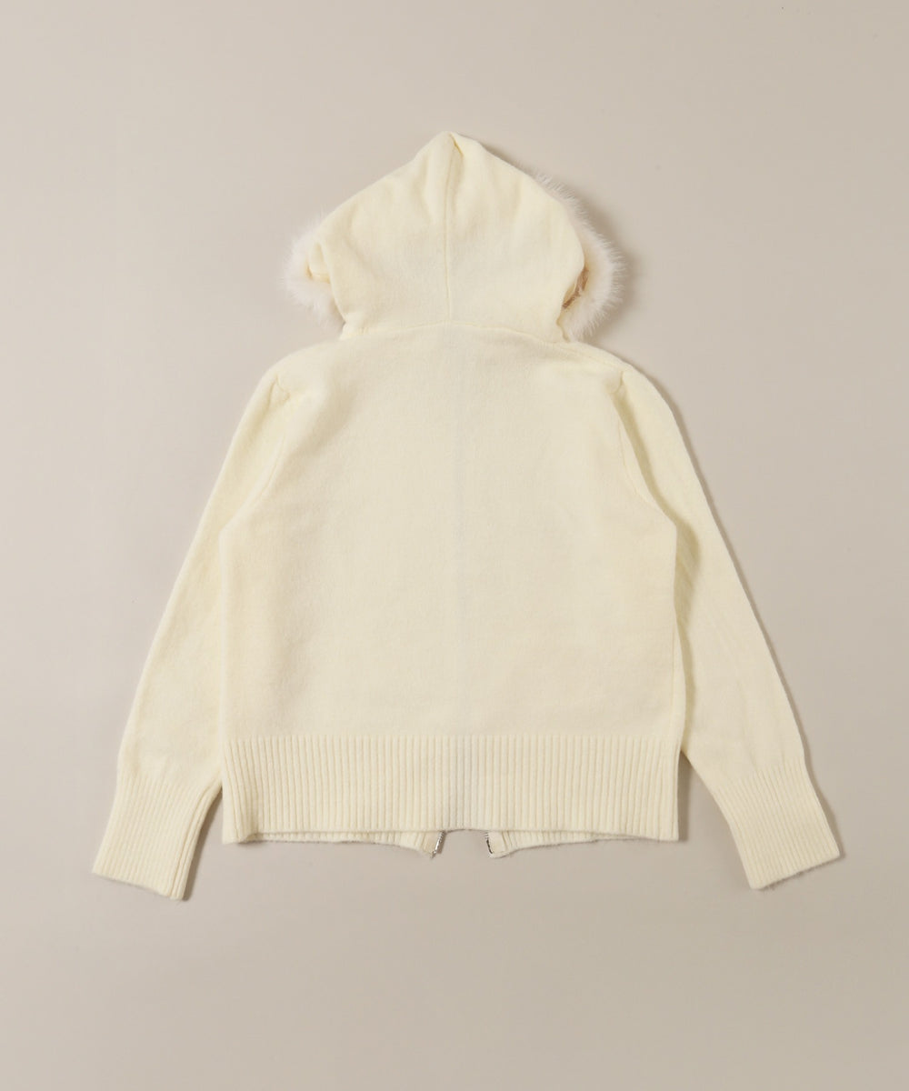 フードファーWジップカーディガン