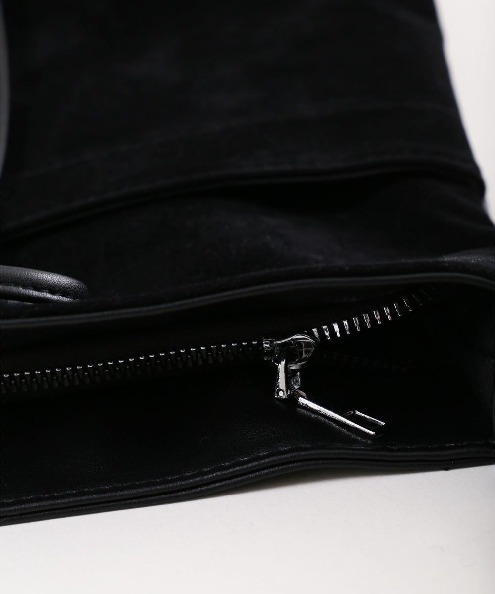 リボンスウェードタッチショルダーバッグ